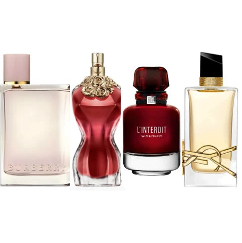 PACK 10ML BURBERRY HER + 10ML LA BELLE EDP + 10ML L'INTERDIT ROUGE + 10ML LIBRE YSL - Pack femmes